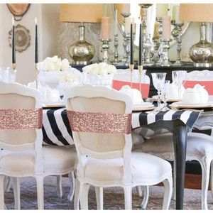 50 pieces | Rose Gold Sequin Chair Sashes Stretch Spandex Bands Sparkling